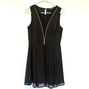 Express Black and Gold Polka Dot Holiday Dress